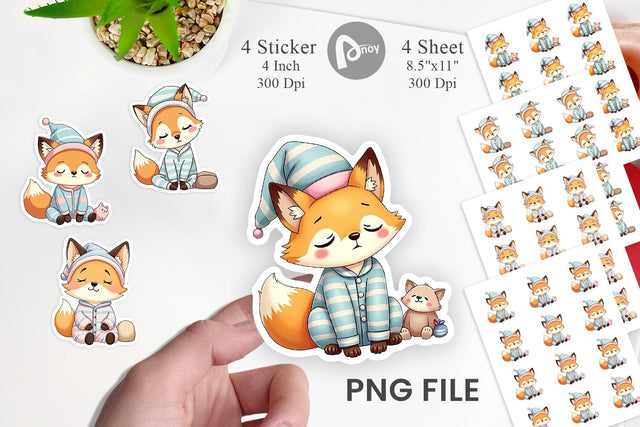 Sleepy Fox Sticker Sublimation artnoy 