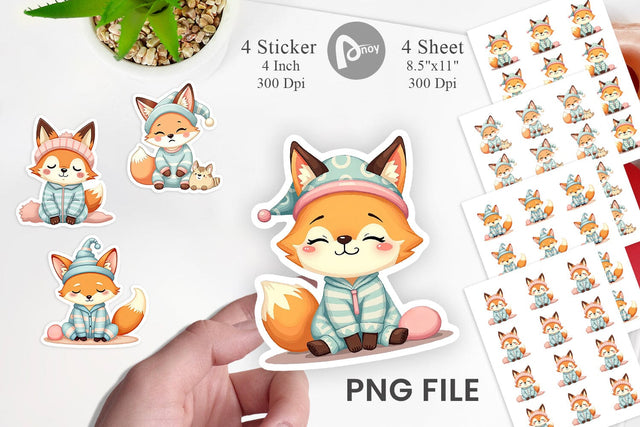 Sleepy Fox Sticker Sublimation artnoy 