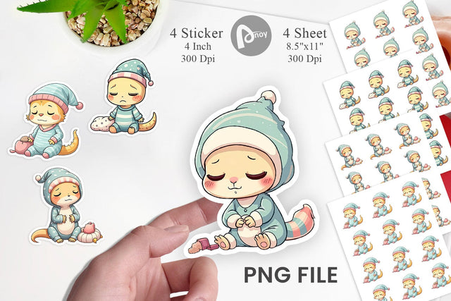 Sleepy Gecko Sticker Sublimation artnoy 