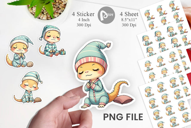 Sleepy Gecko Sticker Sublimation artnoy 
