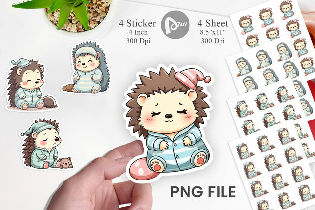 Sleepy Hedgehog Sticker Sublimation artnoy 