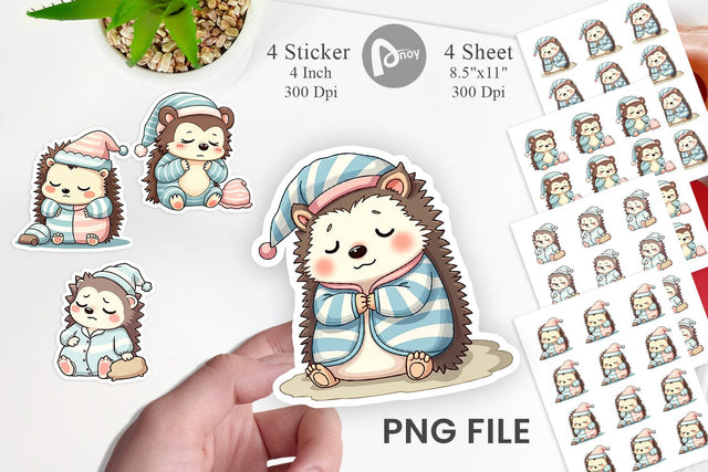 Sleepy Hedgehog Sticker Sublimation artnoy 