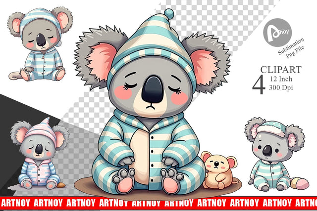 Sleepy Koala Clipart Sublimation artnoy 