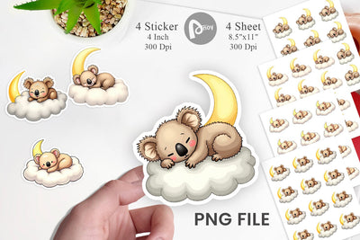 Sleepy Koala Cloud Sticker Sublimation artnoy 