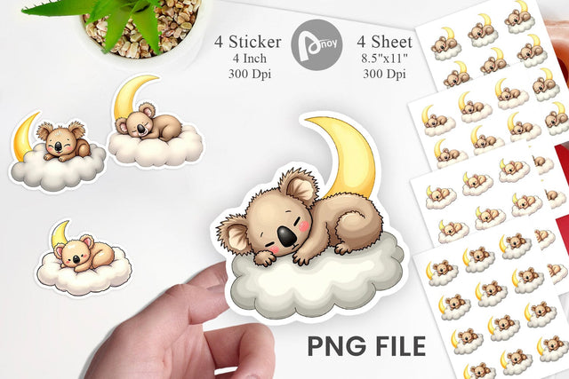 Sleepy Koala Cloud Sticker Sublimation artnoy 
