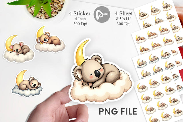 Sleepy Koala Cloud Sticker Sublimation artnoy 