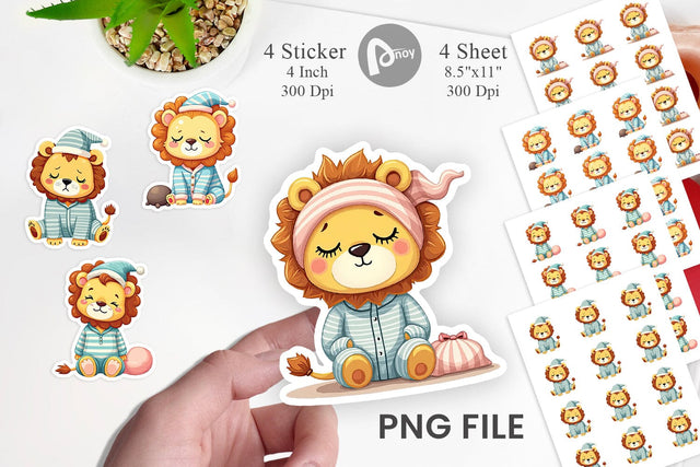Sleepy Lion Sticker Sublimation artnoy 