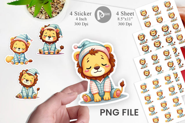 Sleepy Lion Sticker Sublimation artnoy 