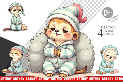 Sleepy Meerkat Clipart Sublimation artnoy 