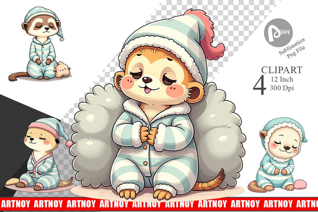 Sleepy Meerkat Clipart Sublimation artnoy 