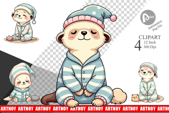 Sleepy Meerkat Clipart Sublimation artnoy 