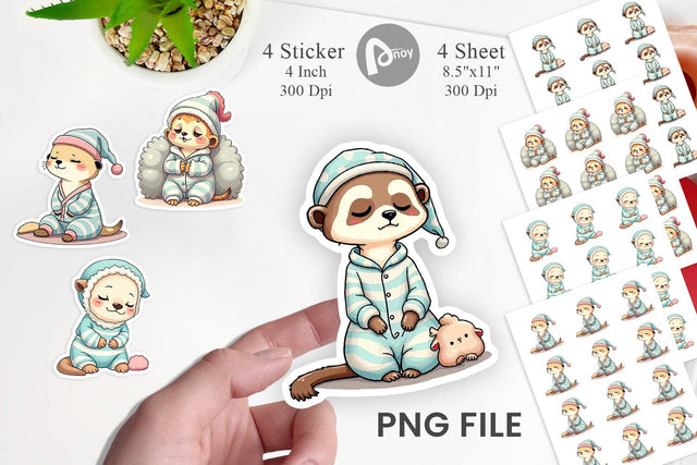 Sleepy Meerkat Sticker Sublimation artnoy 