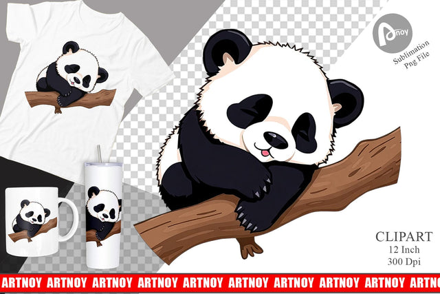 Sleepy Panda Clipart Sublimation artnoy 