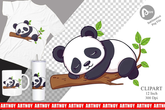 Sleepy Panda Clipart Sublimation artnoy 