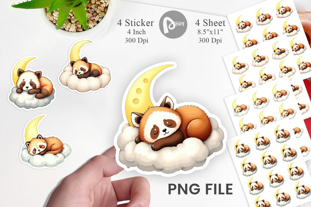 Sleepy Panda Cloud Sticker Sublimation artnoy 