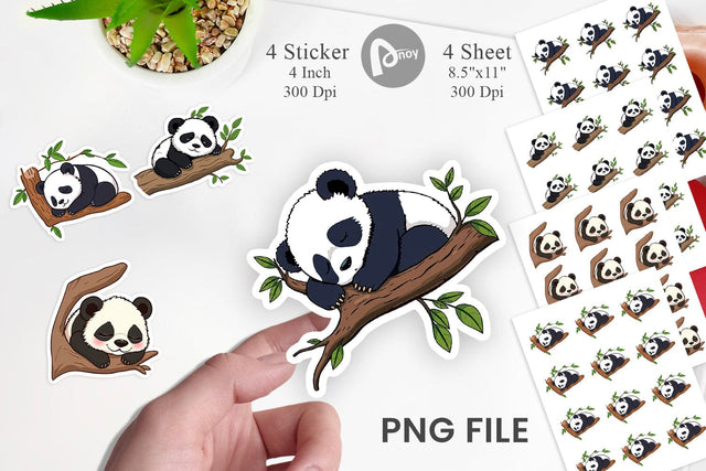Sleepy Panda Sticker Sublimation artnoy 