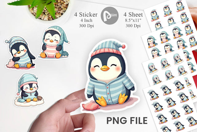 Sleepy Penguin Sticker Sublimation artnoy 