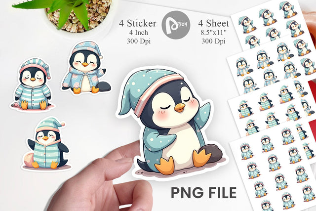 Sleepy Penguin Sticker Sublimation artnoy 