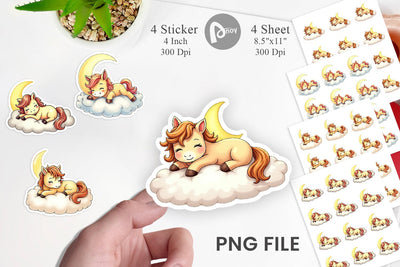 Sleepy Pony Cloud Sticker Sublimation artnoy 