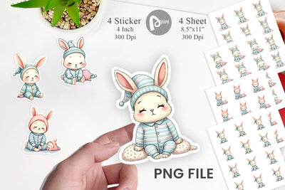 Sleepy Rabbit Sticker Sublimation artnoy 