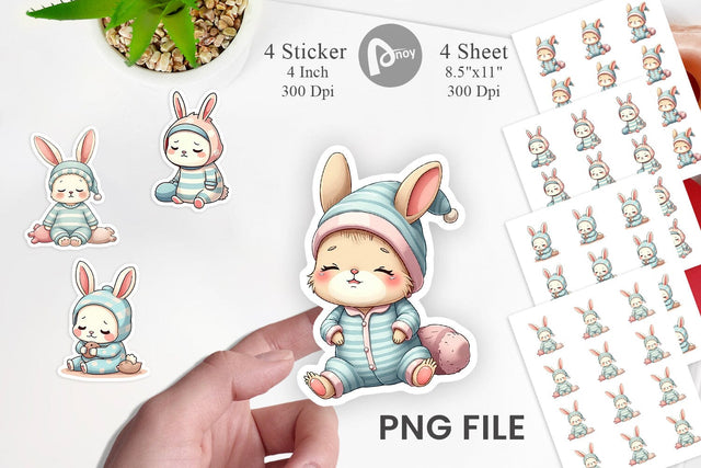 Sleepy Rabbit Sticker Sublimation artnoy 
