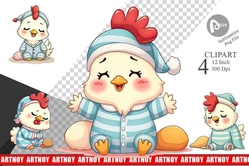 Sleepy Rooster Clipart Sublimation artnoy 