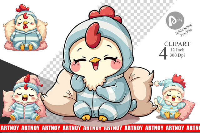 Sleepy Rooster Clipart Sublimation artnoy 