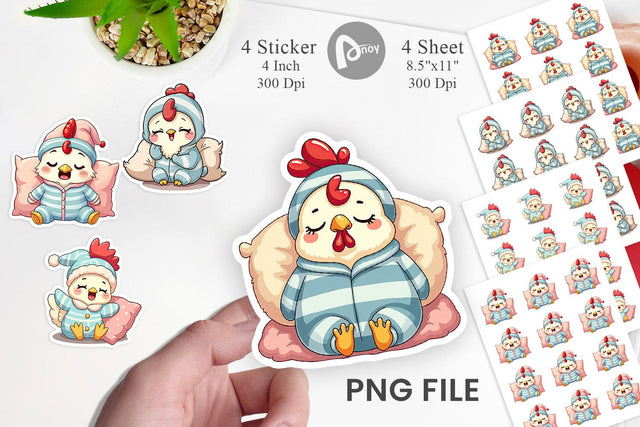 Sleepy Rooster Sticker Sublimation artnoy 
