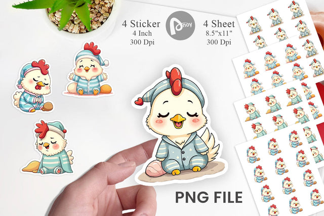Sleepy Rooster Sticker Sublimation artnoy 