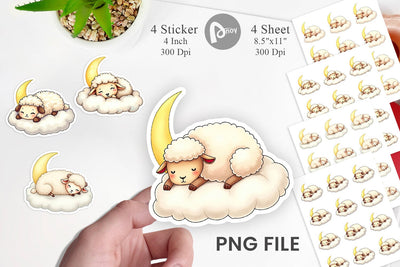 Sleepy Sheep Cloud Sticker Sublimation artnoy 