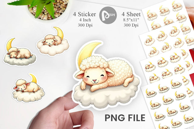 Sleepy Sheep Cloud Sticker Sublimation artnoy 
