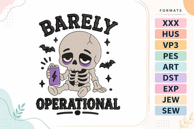Sleepy Skeleton Embroidery Design | Cute Halloween Character Embroidery/Applique DESIGNS sg embroidery 