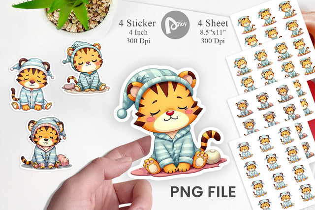 Sleepy Tiger Sticker Sublimation artnoy 