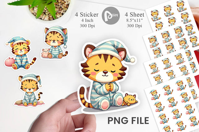 Sleepy Tiger Sticker Sublimation artnoy 