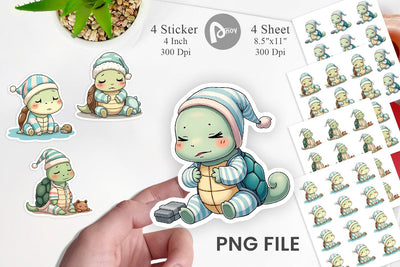 Sleepy Turtle Sticker Sublimation artnoy 