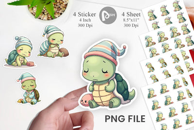 Sleepy Turtle Sticker Sublimation artnoy 