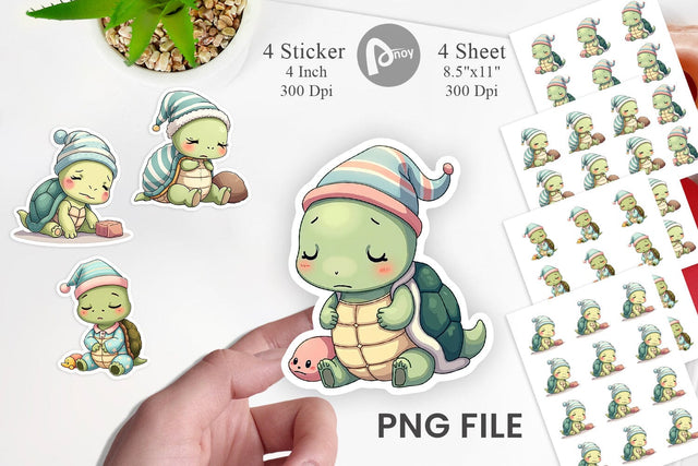Sleepy Turtle Sticker Sublimation artnoy 