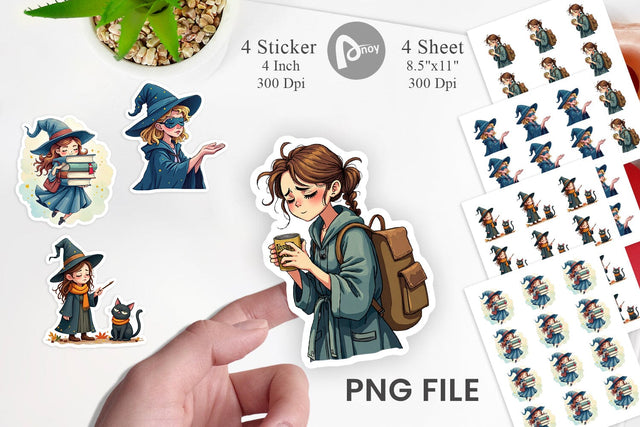 Sleepy Witch Intern Sticker Sublimation artnoy 