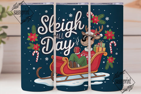 Sleigh All Day 20oz Tumbler Wrap Sublimation sassyprint 