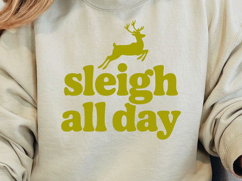 Sleigh All Day, Funny Christmas Shirt Design, Ornaments, Christmas Card Svg SVG DesignDestine 