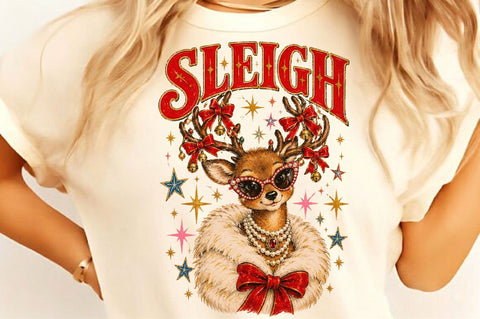 Sleigh Glamour Reindeer Christmas PNG Sublimation SVGista 
