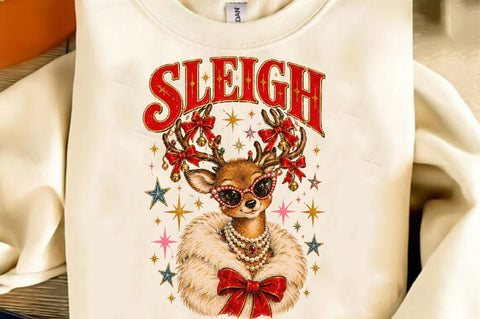 Sleigh Glamour Reindeer Christmas PNG Sublimation SVGista 