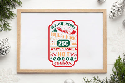 Sleigh rides holiday magic 25c per ride warm blankets hot cocoa cookies SVG Angelina750 