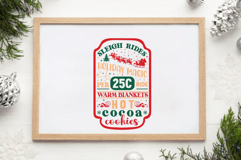 Sleigh rides holiday magic 25c per ride warm blankets hot cocoa cookies SVG Angelina750 