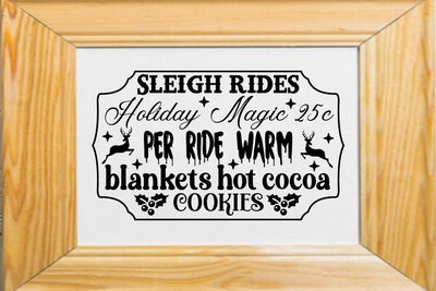 Sleigh rides holiday magic 25c per ride warm blankets hot cocoa cookies SVG Angelina750 