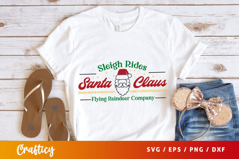 Sleigh Rides Santa Claus Dasher Dancer Prancer Vixen Comet Cupid Donner Blitzen Flying Reindeer Company SVG Design SVG Designangry 