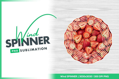 Sliced Fresh Strawberries Texture Wind Spinner Round Png Sublimation Regulrcrative 