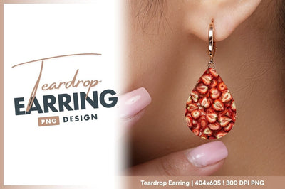 Sliced Strawberries In Teardrop Earring Png Shape Sublimation Regulrcrative 