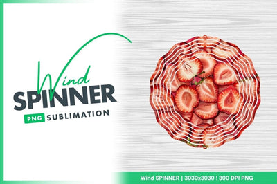Sliced Strawberries On Pink Background Wind Spinner Round Png Sublimation Regulrcrative 