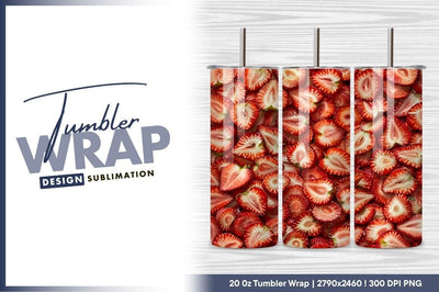 Sliced Strawberry Arrangement For Tumbler Png Design Sublimation Regulrcrative 